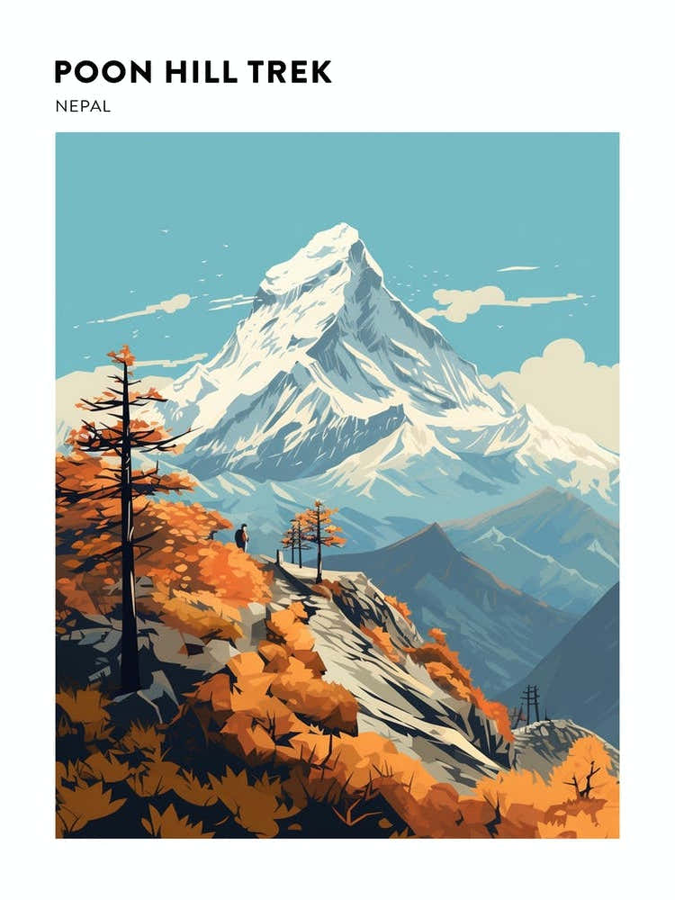 Poon Hill Trek Nepal 1 Hiking Trail Landscape Poster
