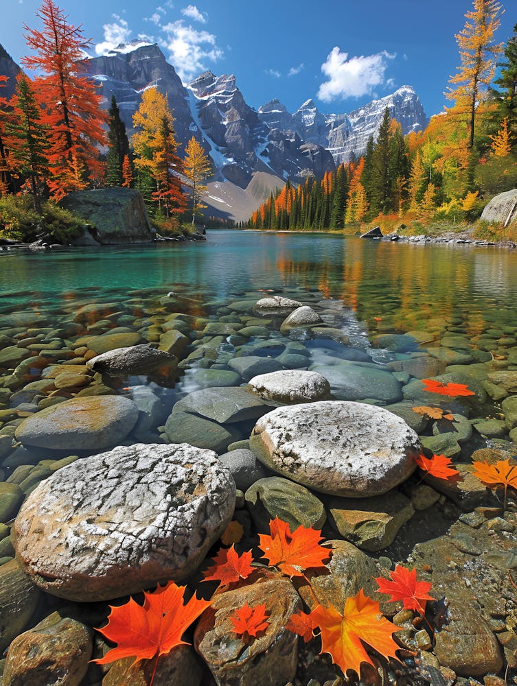 Autumn Leaves In A Lake
