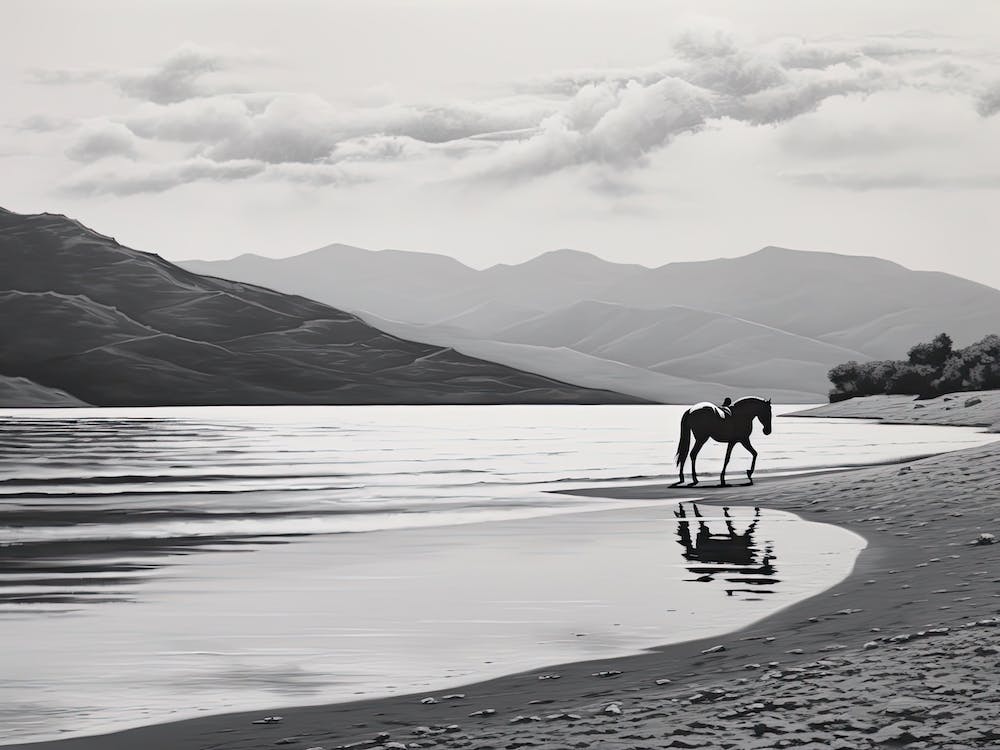 A Horse Oil Painting In Zlatni Rat (Golden Horn Beach), Croatia, Landscape 1