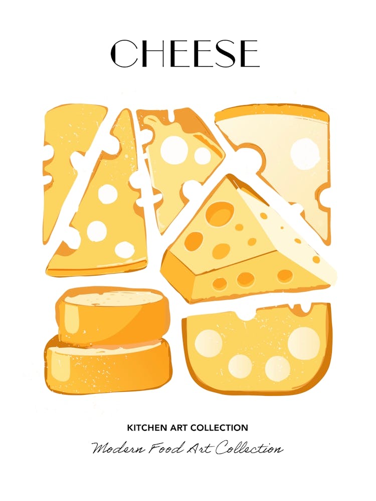 Cheese Print Kitchen Art Kitchen Poster Food Art Mid Century Modern