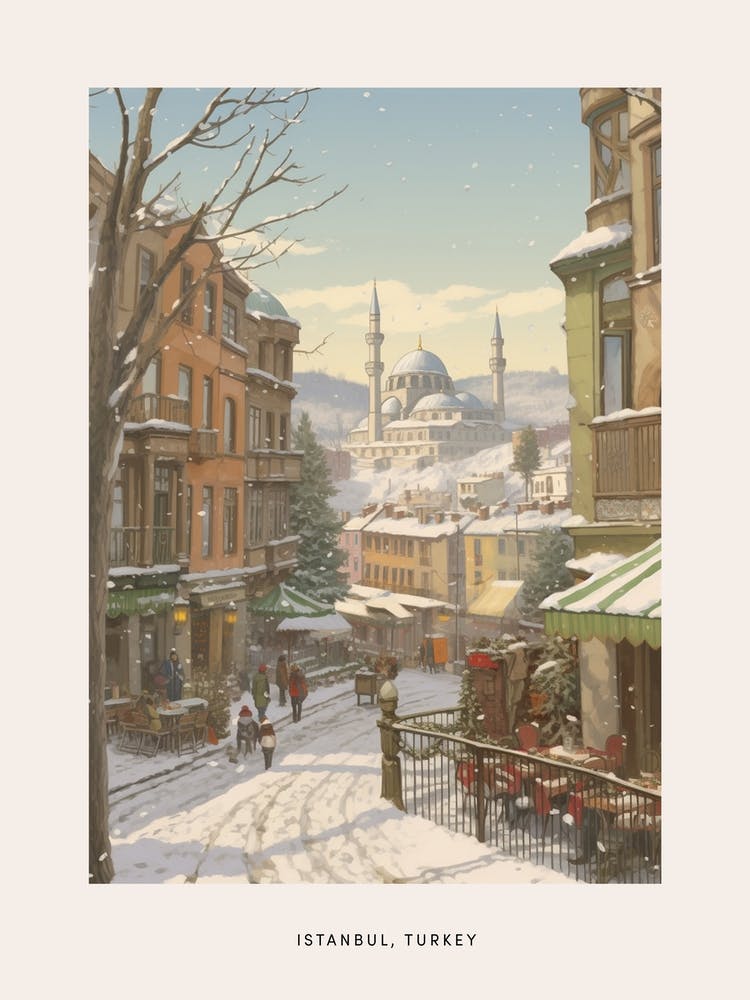 Vintage Winter Poster Istanbul Turkey 2