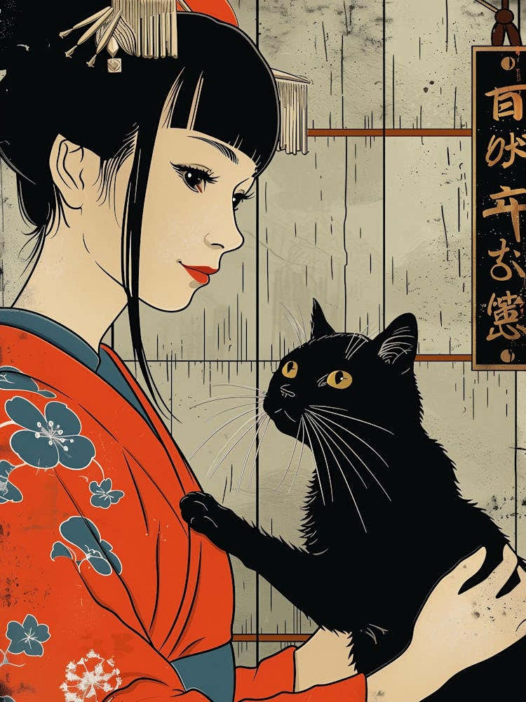 Geisha And Cat
