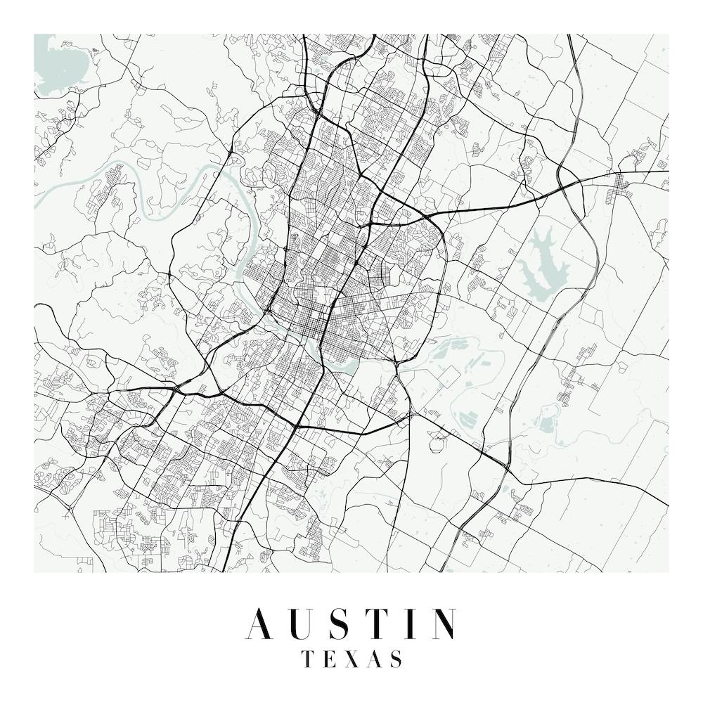 Austin Texas Street Map Color Minimal Square