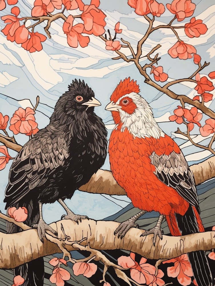 Art Nouveau Birds Poster Chicken 3