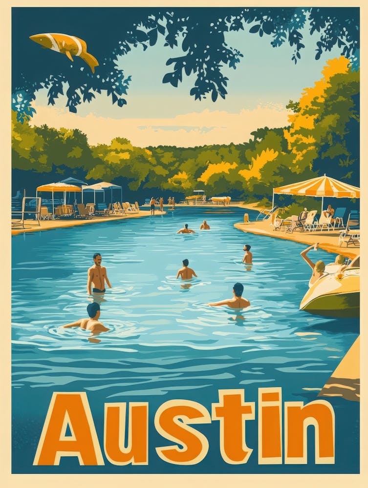 Aihrgdesign A 1970s Inspired Travel Poster For Austin Depicti 66870c1f C274 43e8 Aab7 C1f685724a55 3