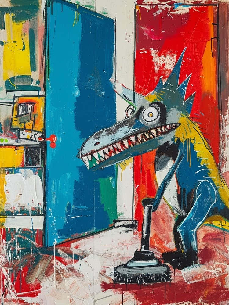 Graffiti Painting Dinosaur Hoovering