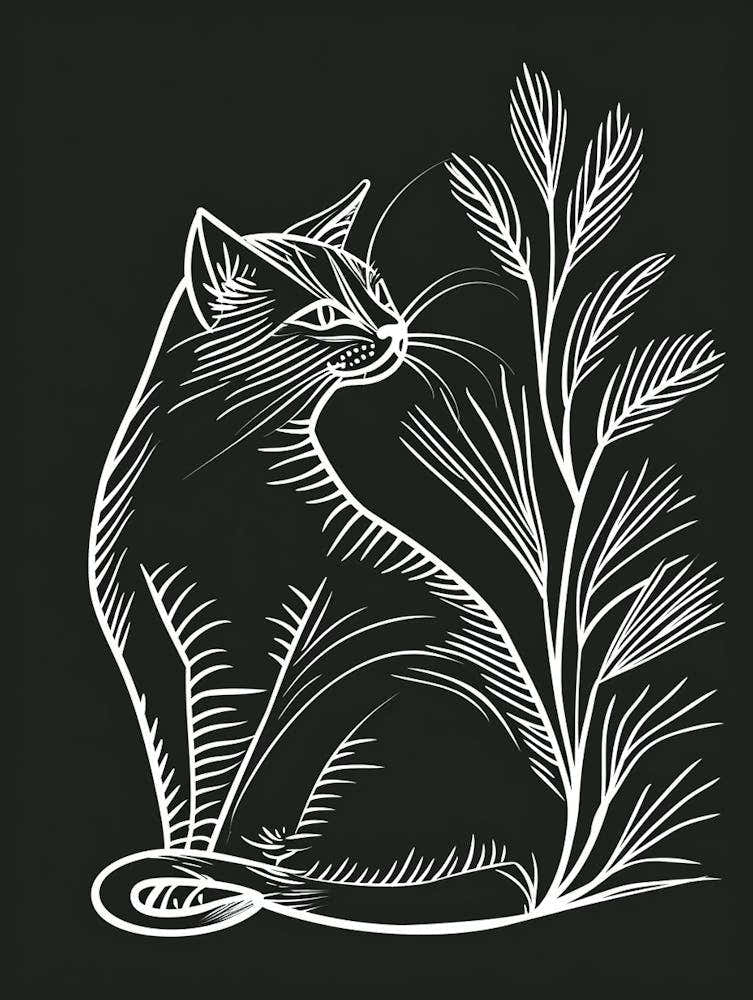 Siberian Cat Minimalist Illustration 1
