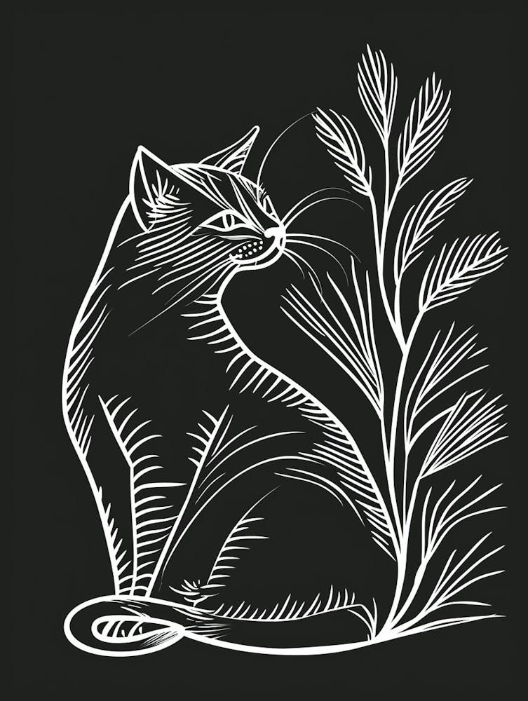 Siberian Cat Minimalist Illustration 1