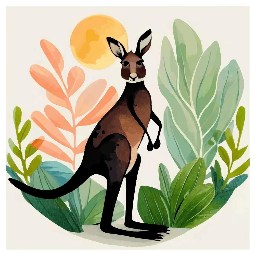Kangaroo Green Haven Watercolor