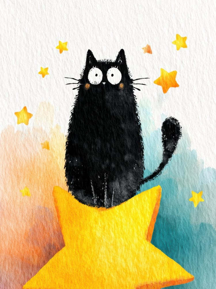 Black Cat On Star 4