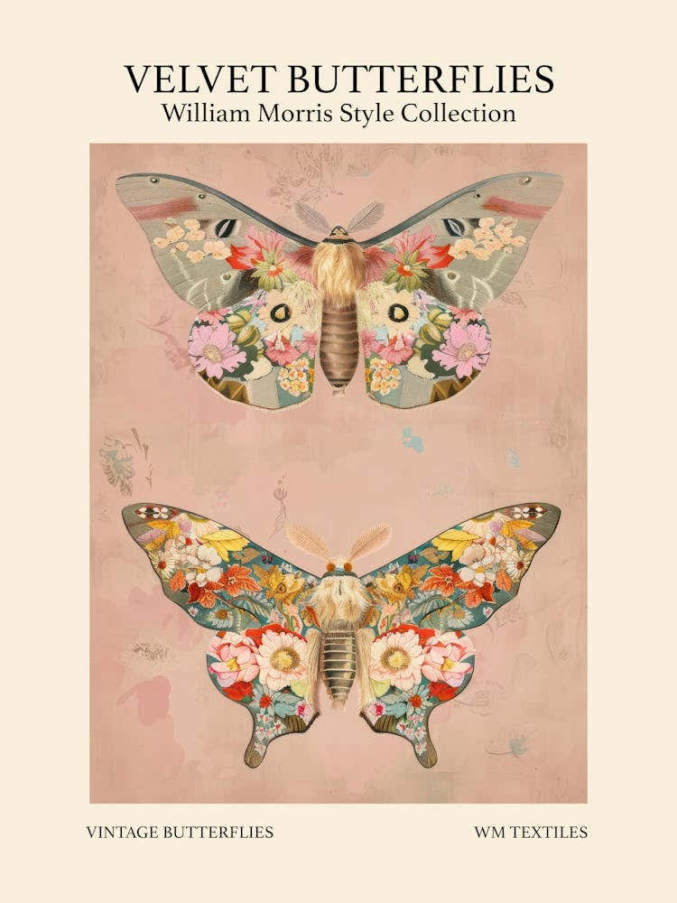 Velvet Butterflies Collection Vintage Butterflies William Morris Style 3
