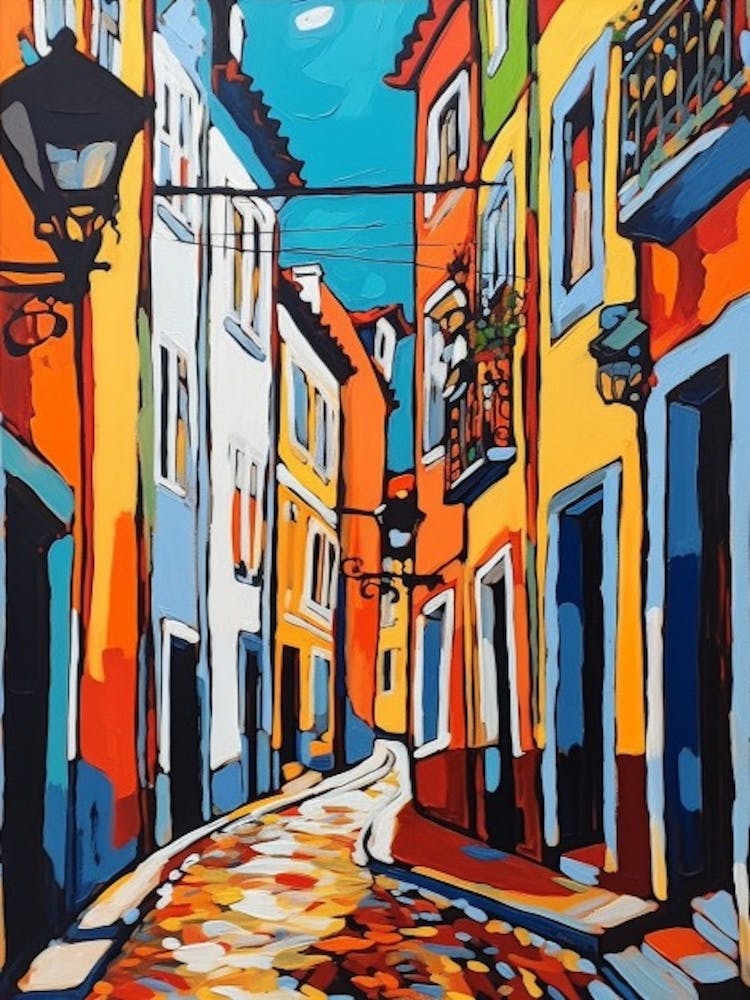 Painting Of Lisbon Portugal In The Style Of Pop Art 3