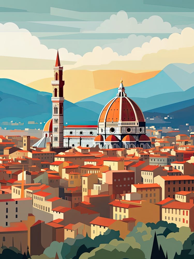 Florence, Italy, Geometric Illustration 3