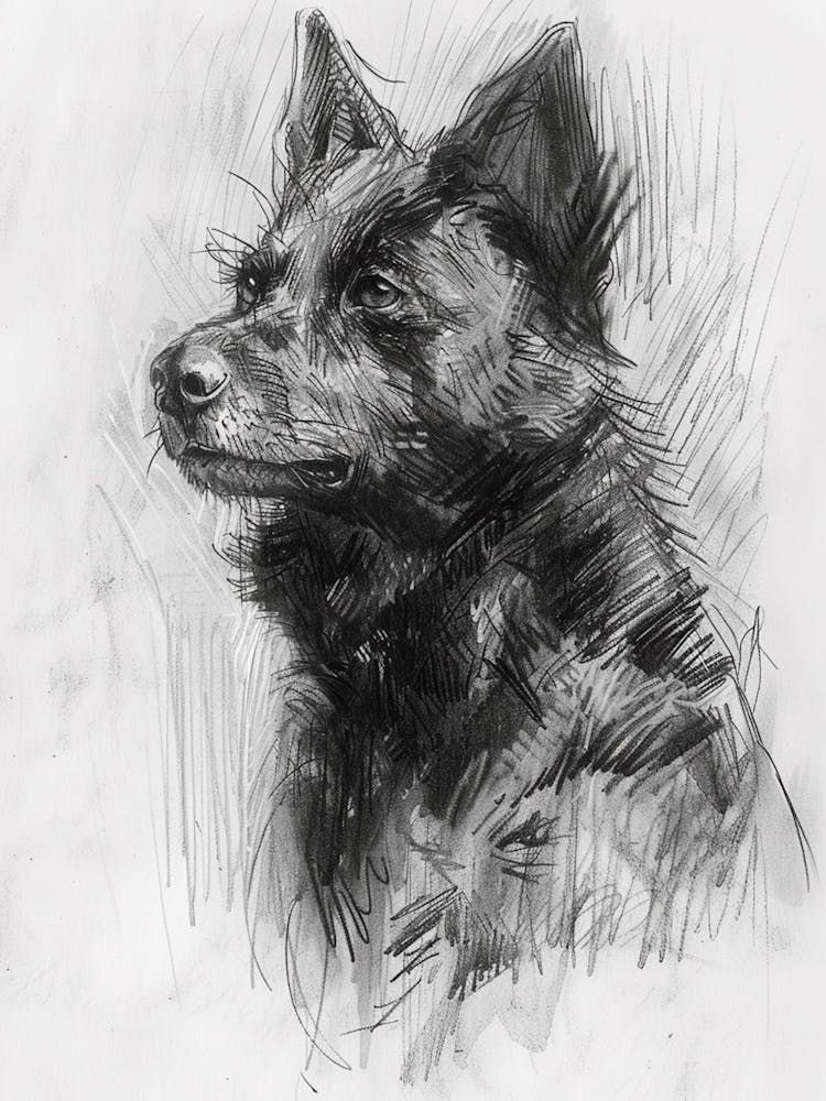 Finnish Spitz Dog Charcoal Line 4