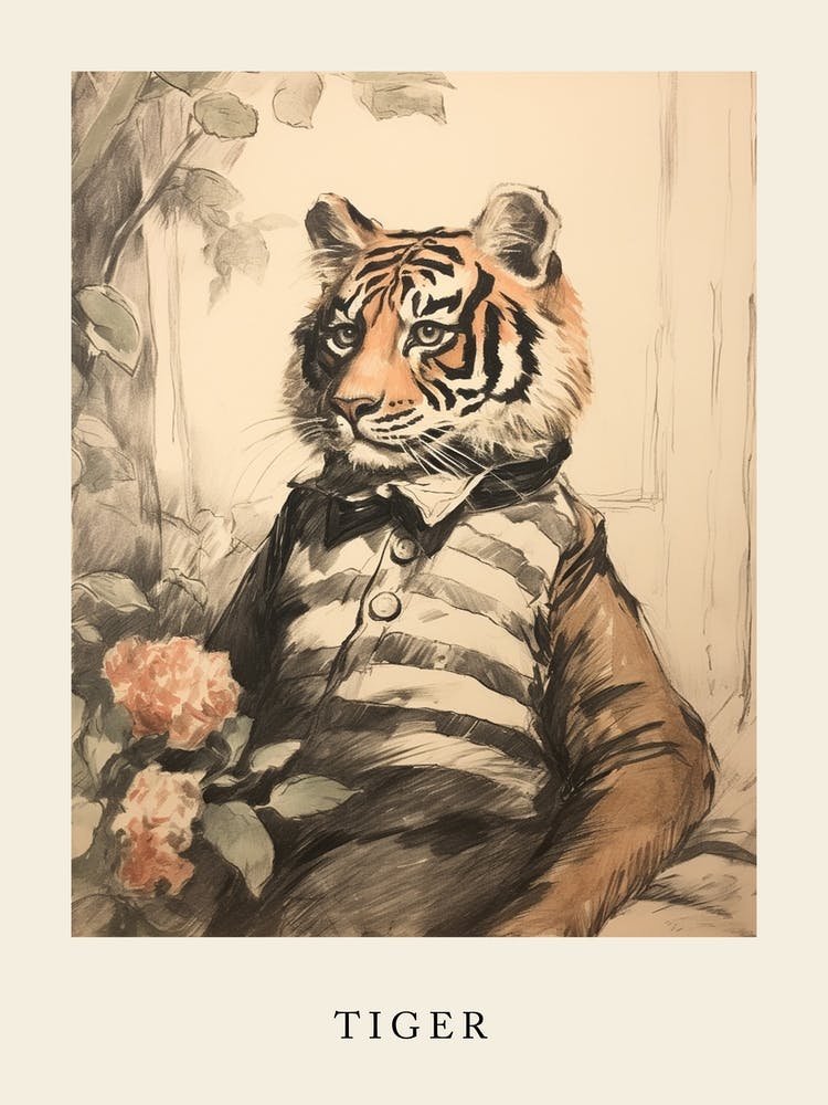 Beatrix Potter Inspired  Animal Watercolour Tiger 3