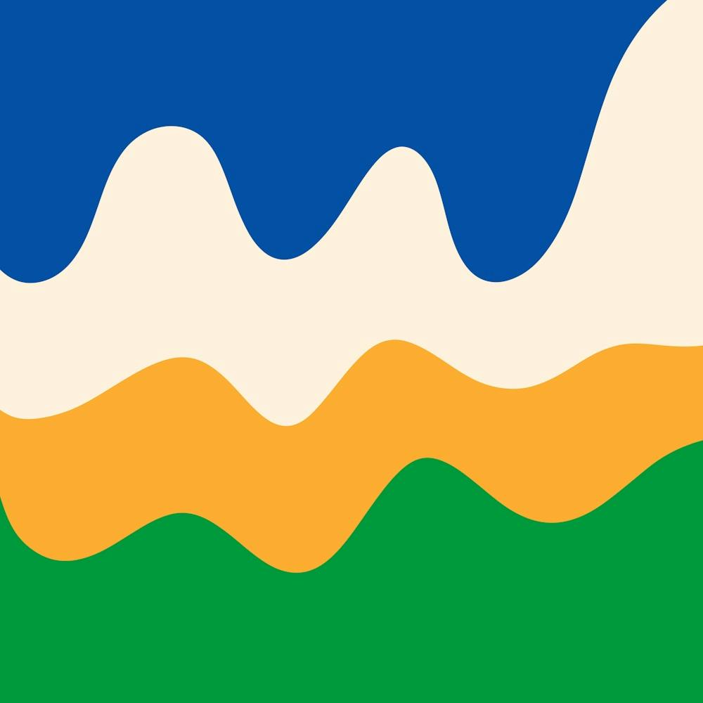 Abstract modern shapes green, blue, yellow