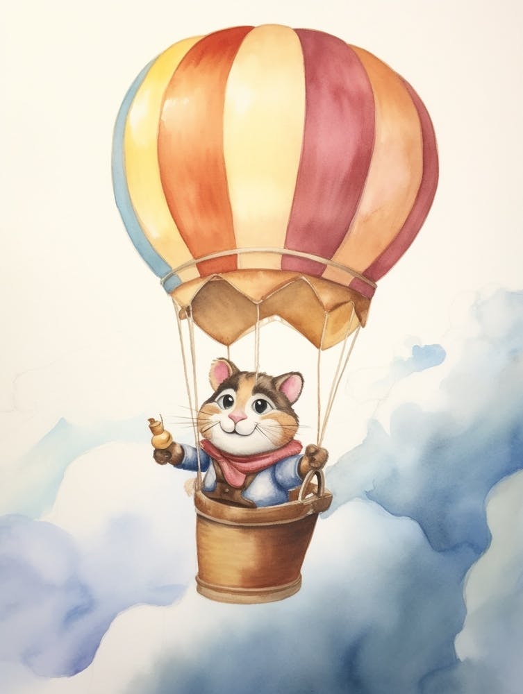 Baby Chipmunk 3 In A Hot Air Balloon