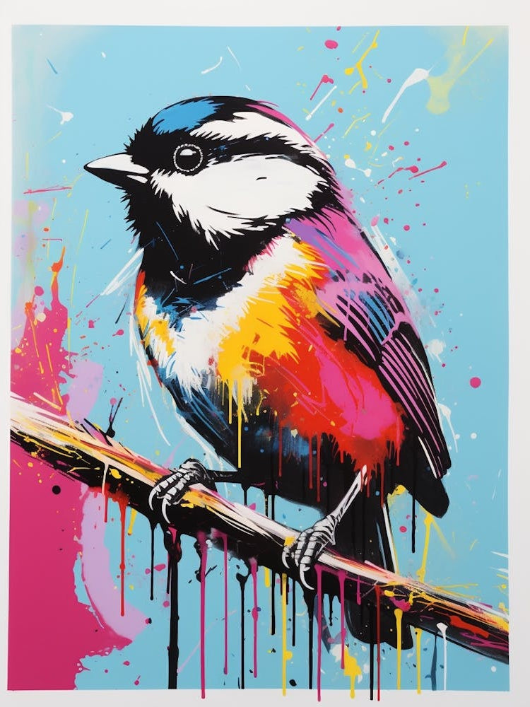 Andy Warhol Style Bird Carolina Chickadee 3