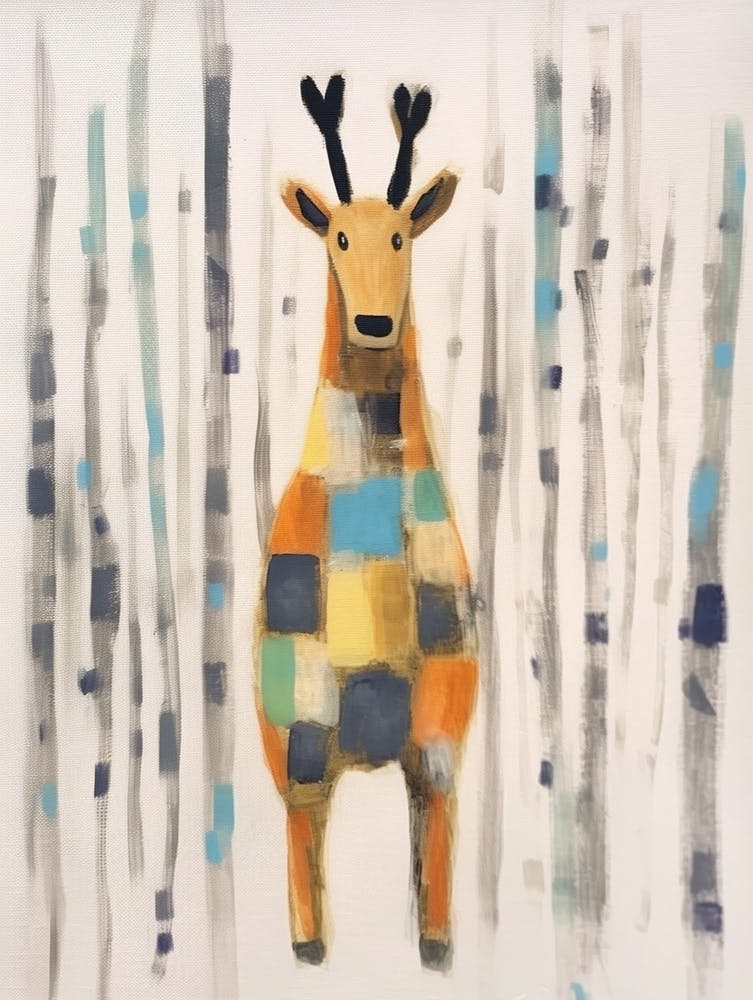 Elk Kids Patchwork Painting