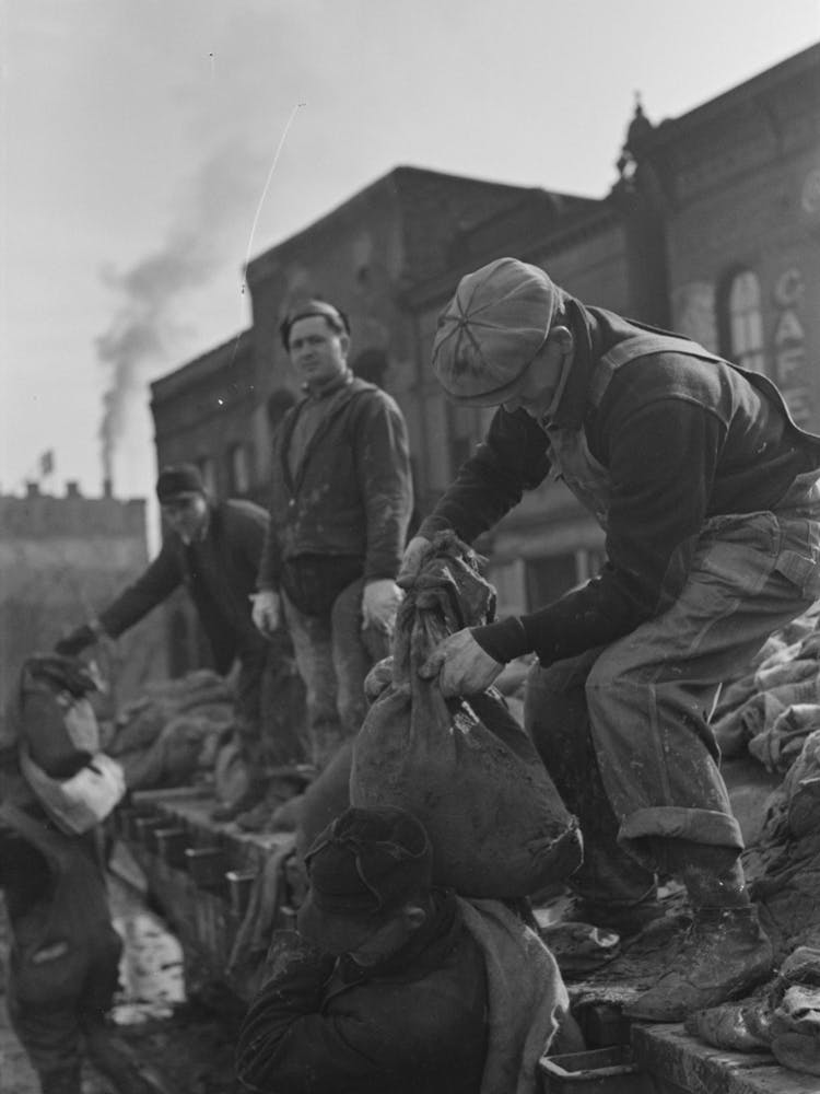 Untitled Photo, Possibly Related To Working On The Levee At Bird S Point, Missouri During The Height Of The Flood