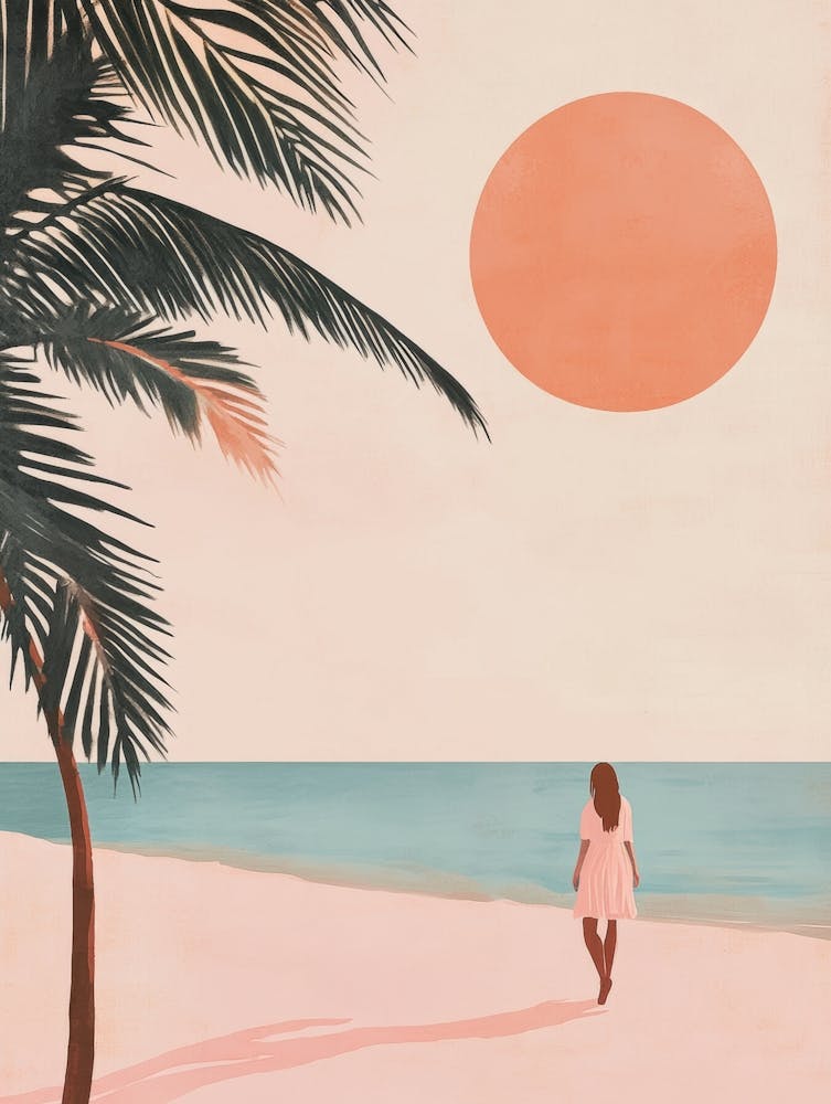 Woman Walking On The Beach 3