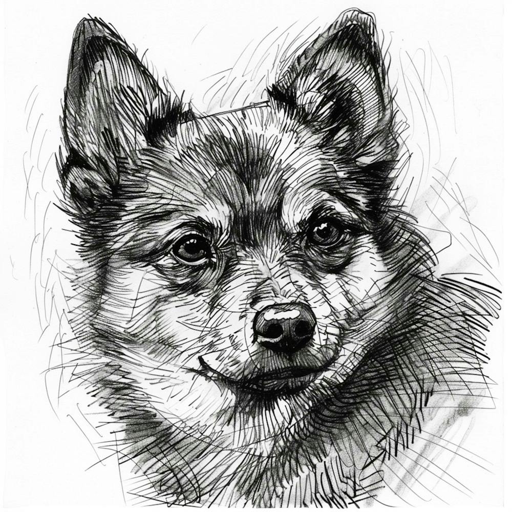 Finnish Spitz Dog Line Sketch 1