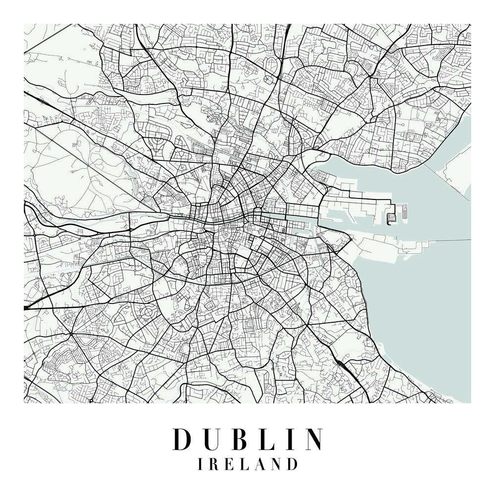 Dublin Ireland Street Map Minimal Color Square