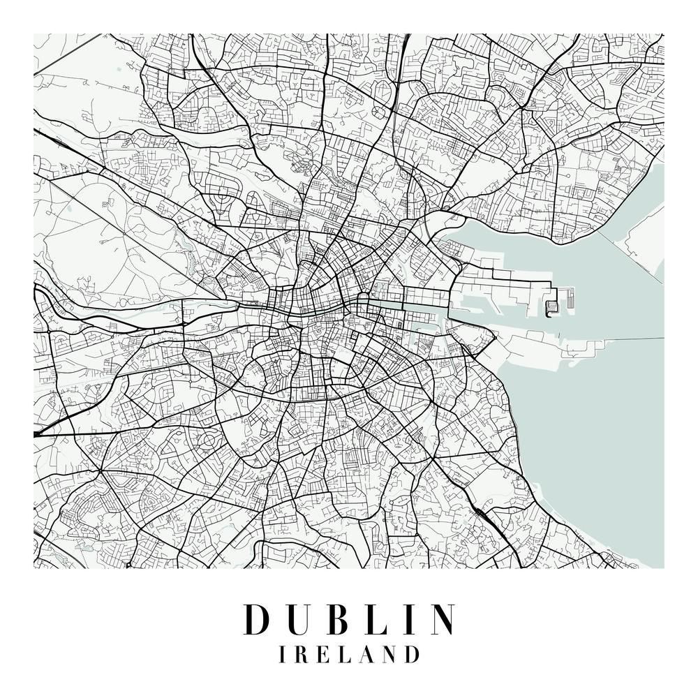 Dublin Ireland Street Map Minimal Color Square