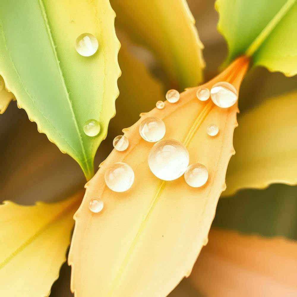 Water Droplets On Leaves