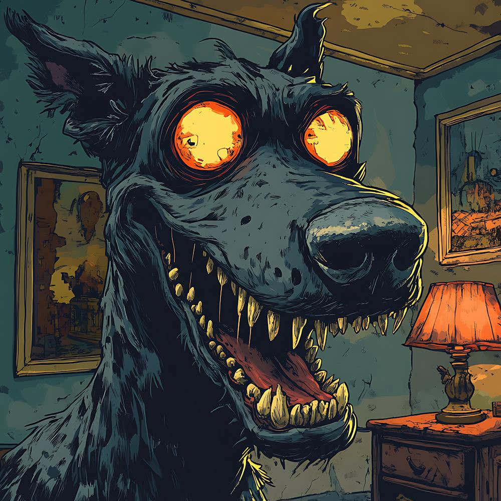 Vintage 80s Nightmarish Dog