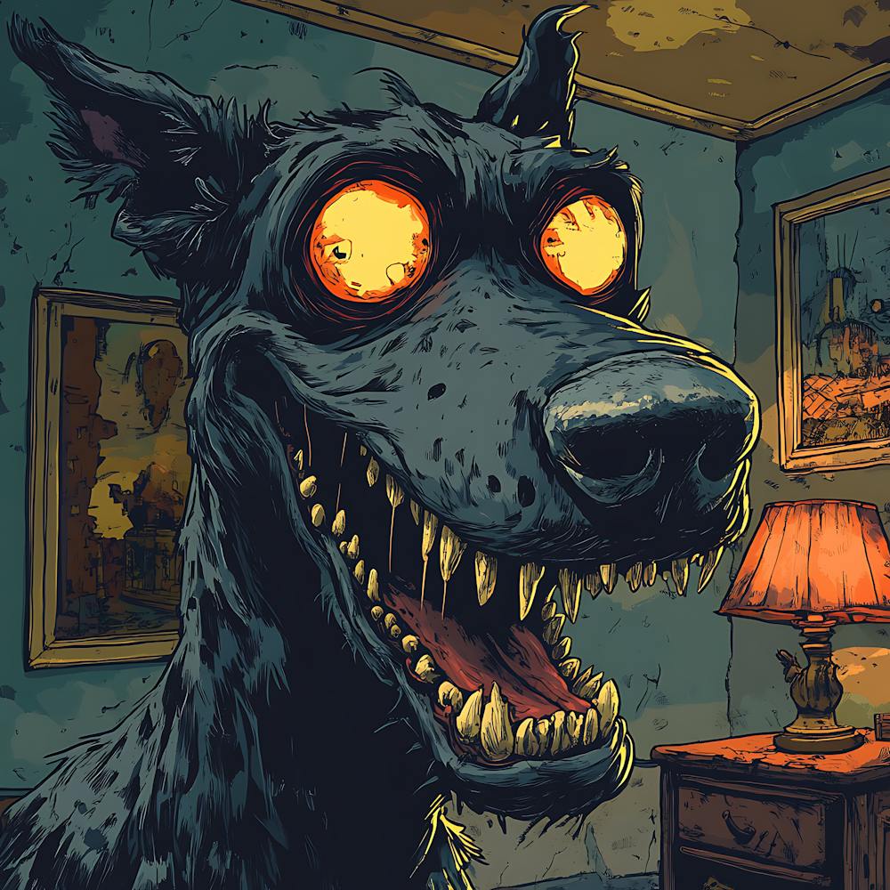 Vintage 80s Nightmarish Dog