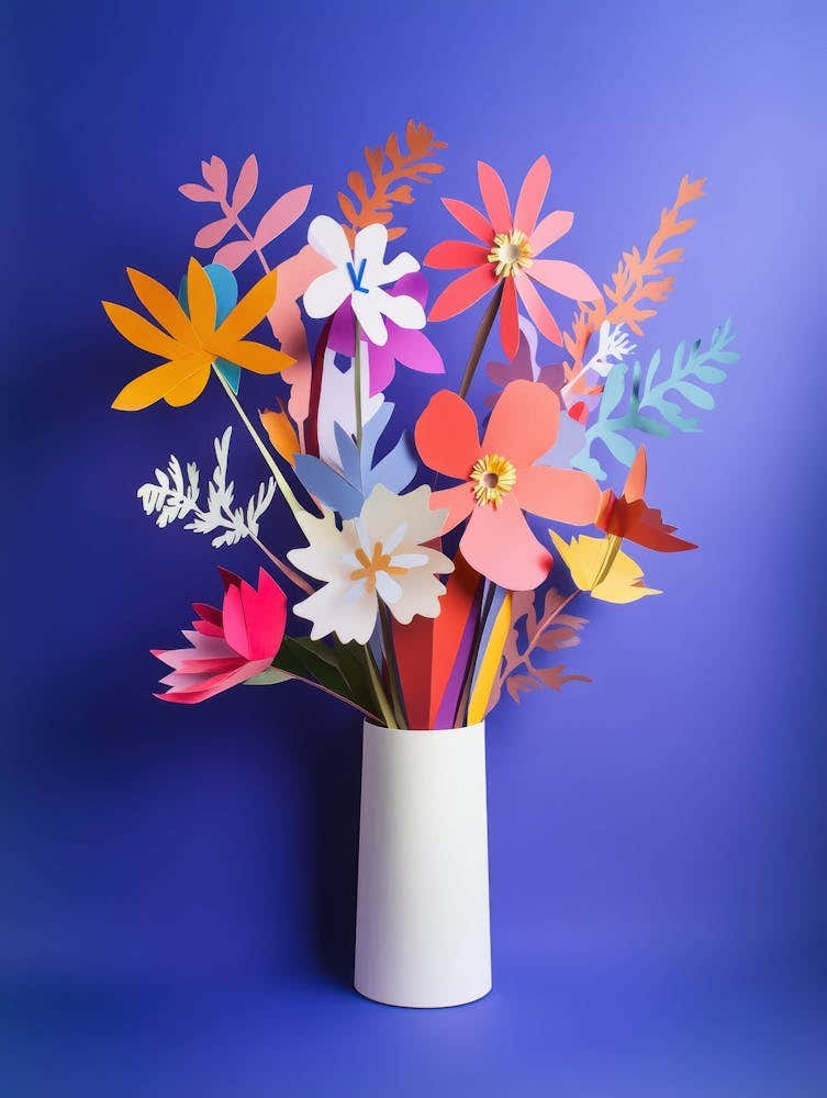 Paper Flowers In A Vase