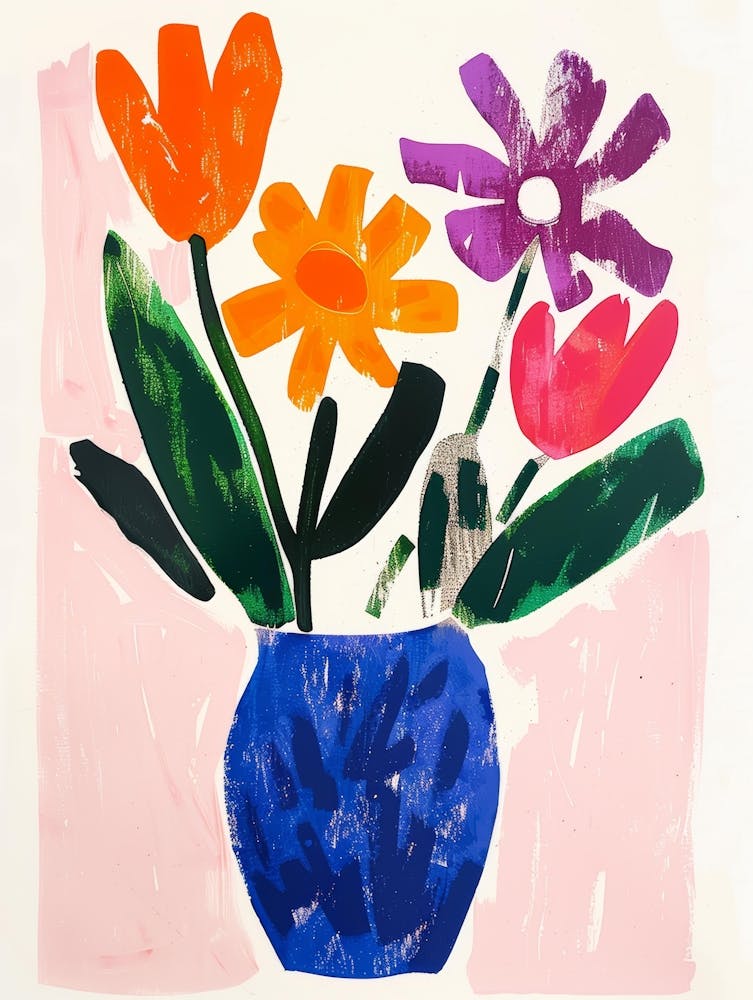 Flowers In A Blue Vase 1