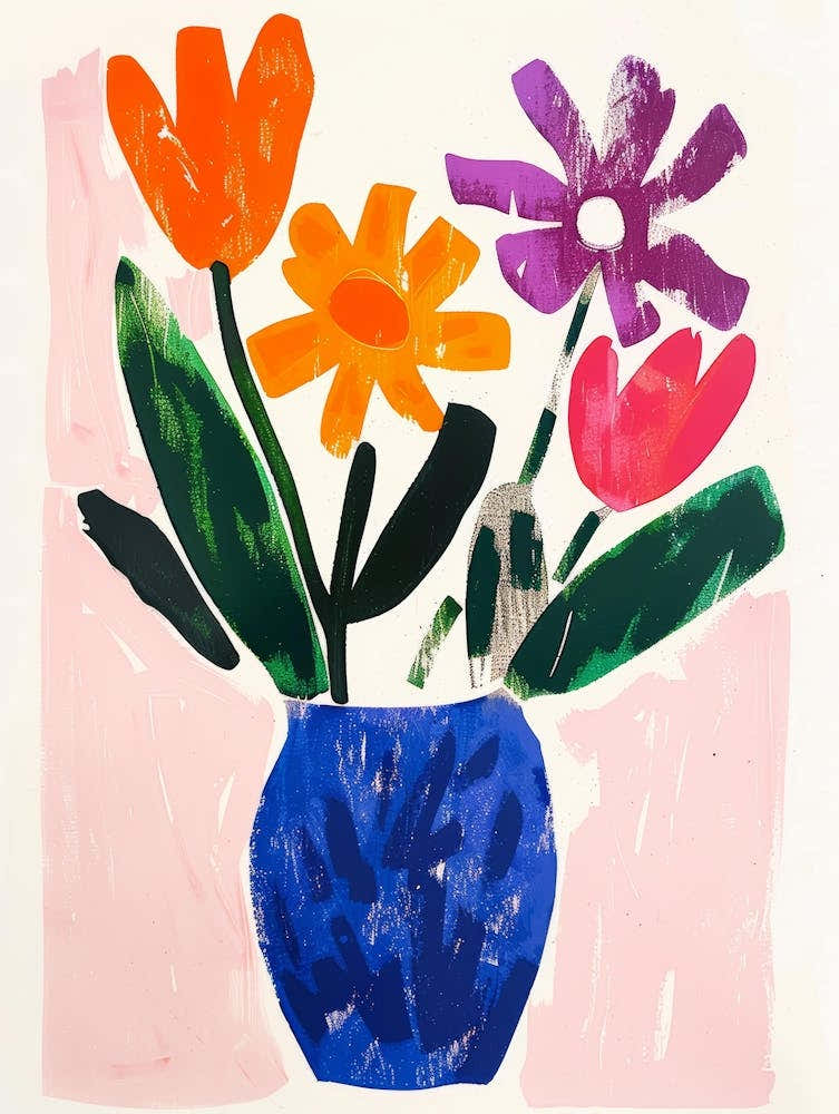 Flowers In A Blue Vase 1