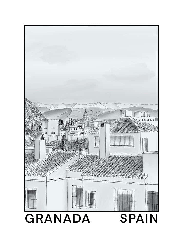 Granada Spain Sketch Print