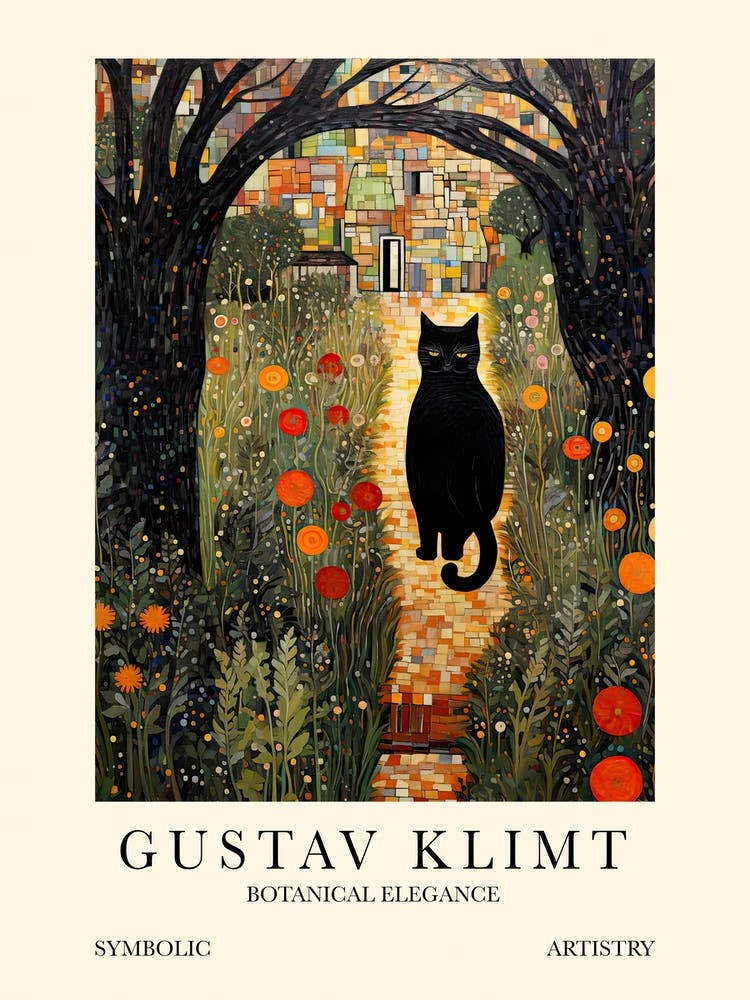 Gustav Klimt Cat Garden Poster