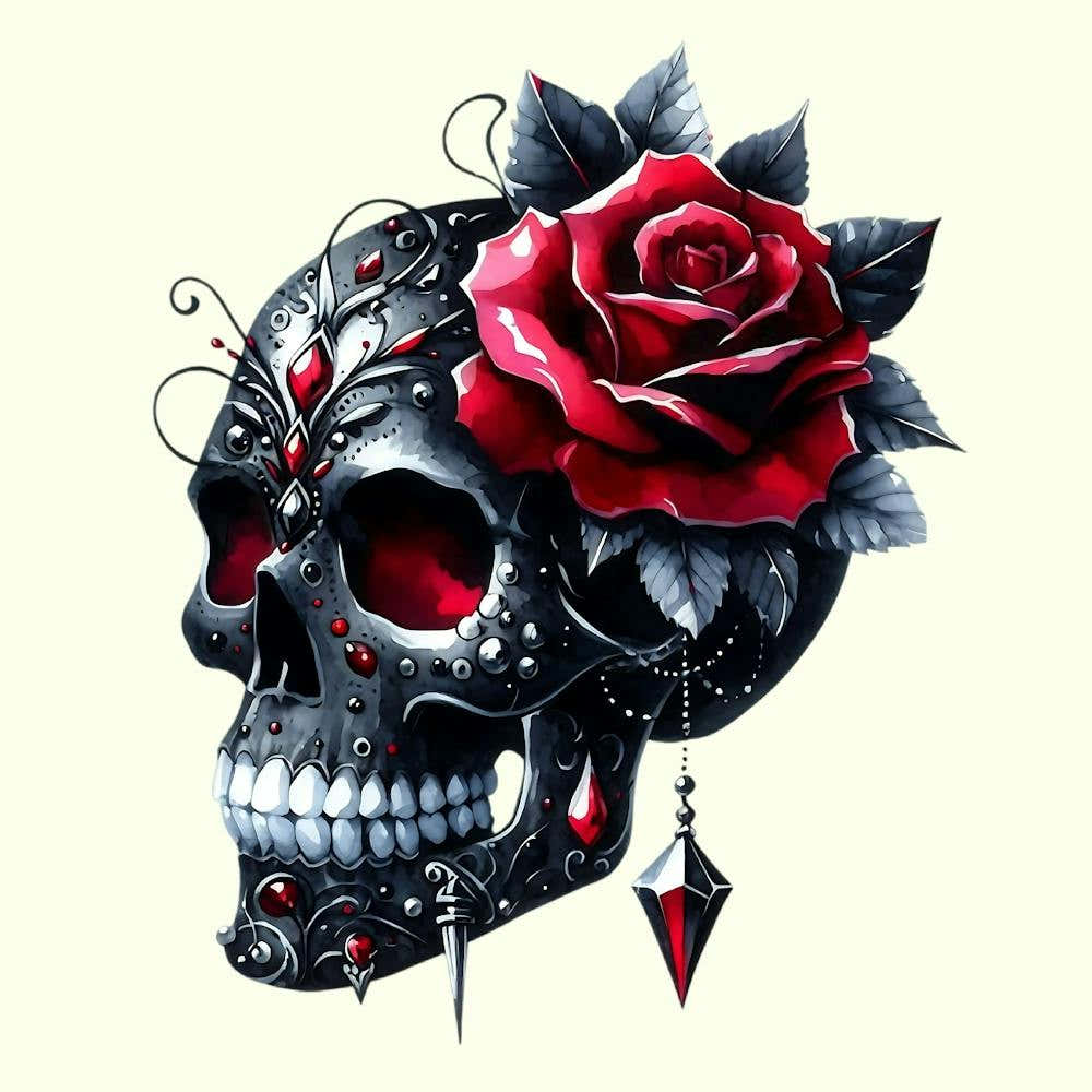 Gothic Skull With Roses