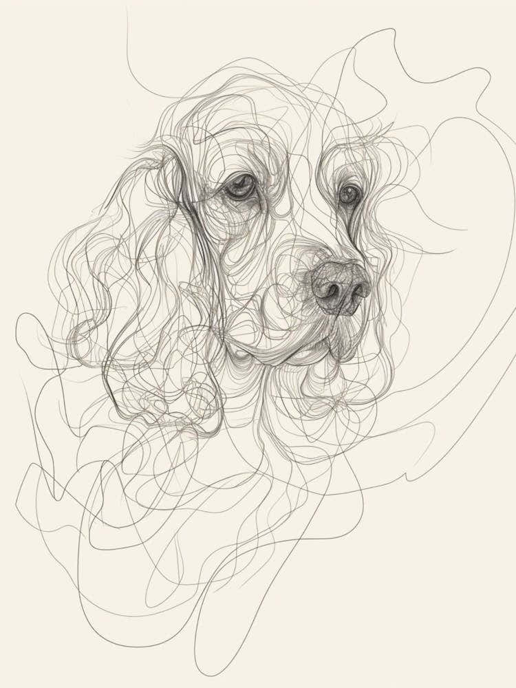 Cocker Spaniel One Line Art Minimalist Illustration