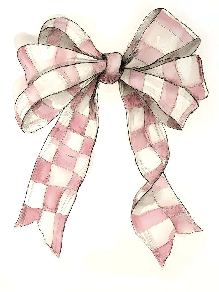 Pink Gingham Bow 1