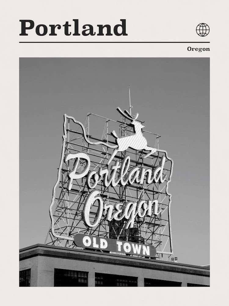 Portland Oregon Oldtown Black And White