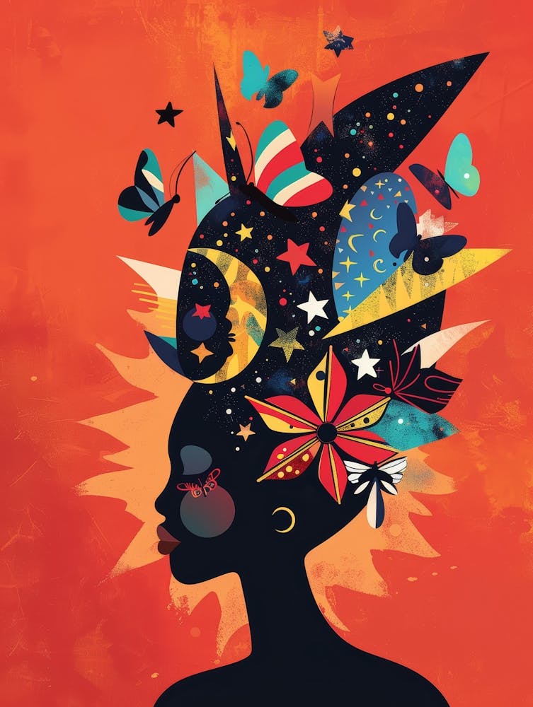 Woman With Butterflies In Her Hair 2