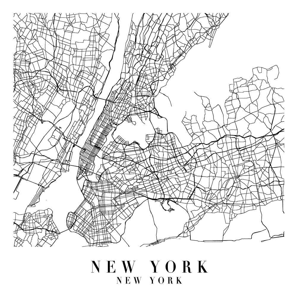 New York New York Street Map Minimal Square