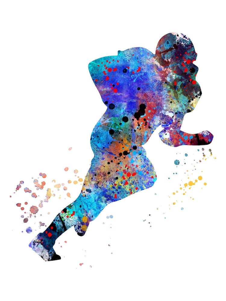 Watercolor American Football Player