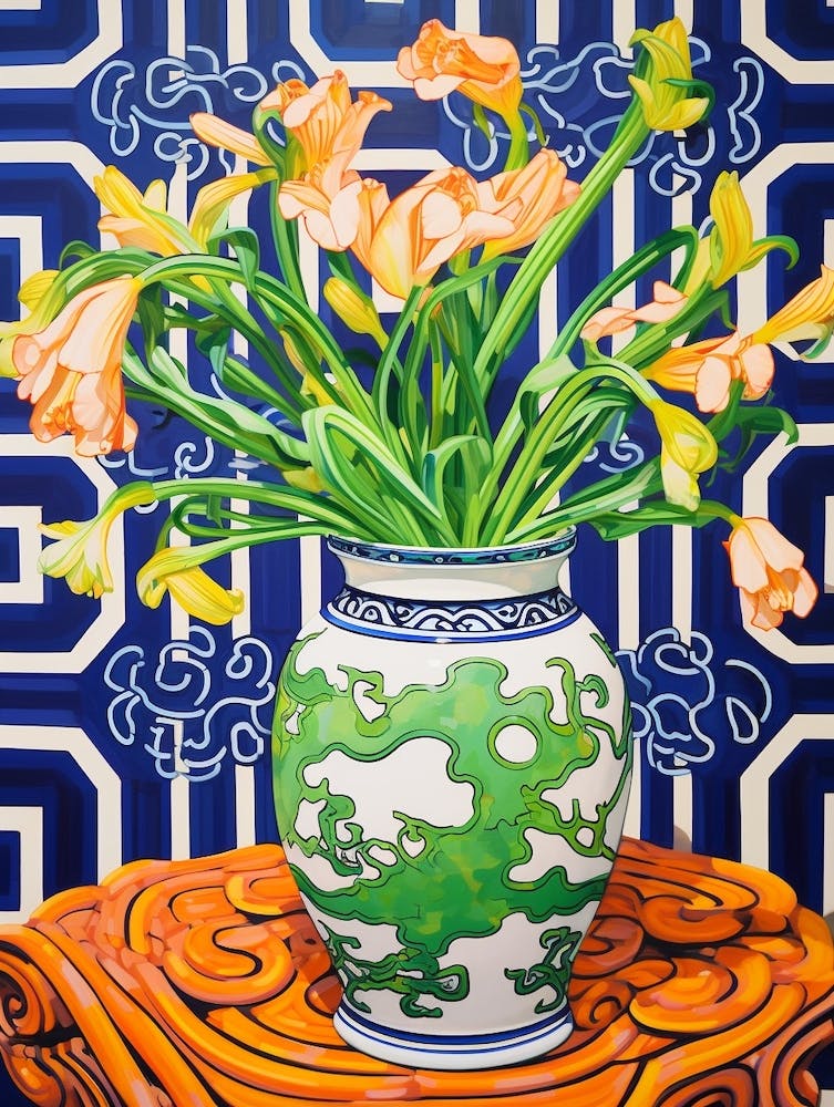 Flowers In A Vase Still Life Painting Freesia 4