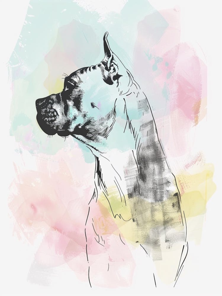 Cane Corso Dog Pastel Line Painting 4