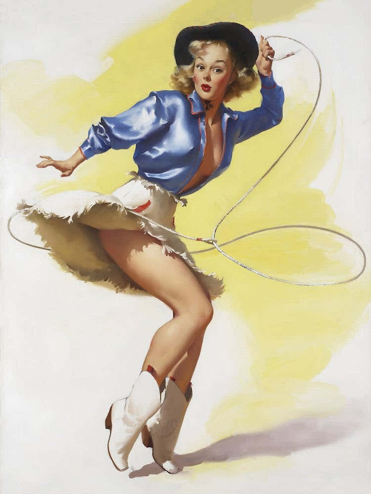 Cowgirl With Lasso, Vintage, Retro Western Aesthetic