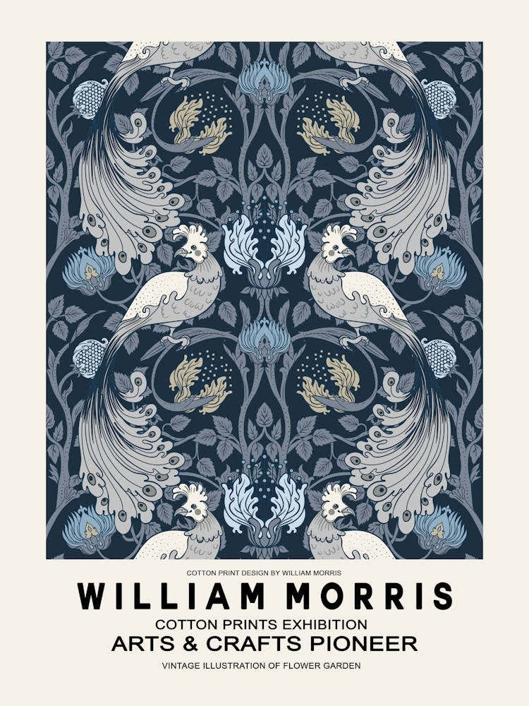 William Morris Blue Birds Poster