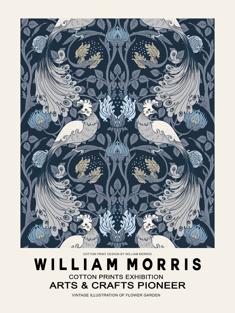 William Morris Blue Birds Poster