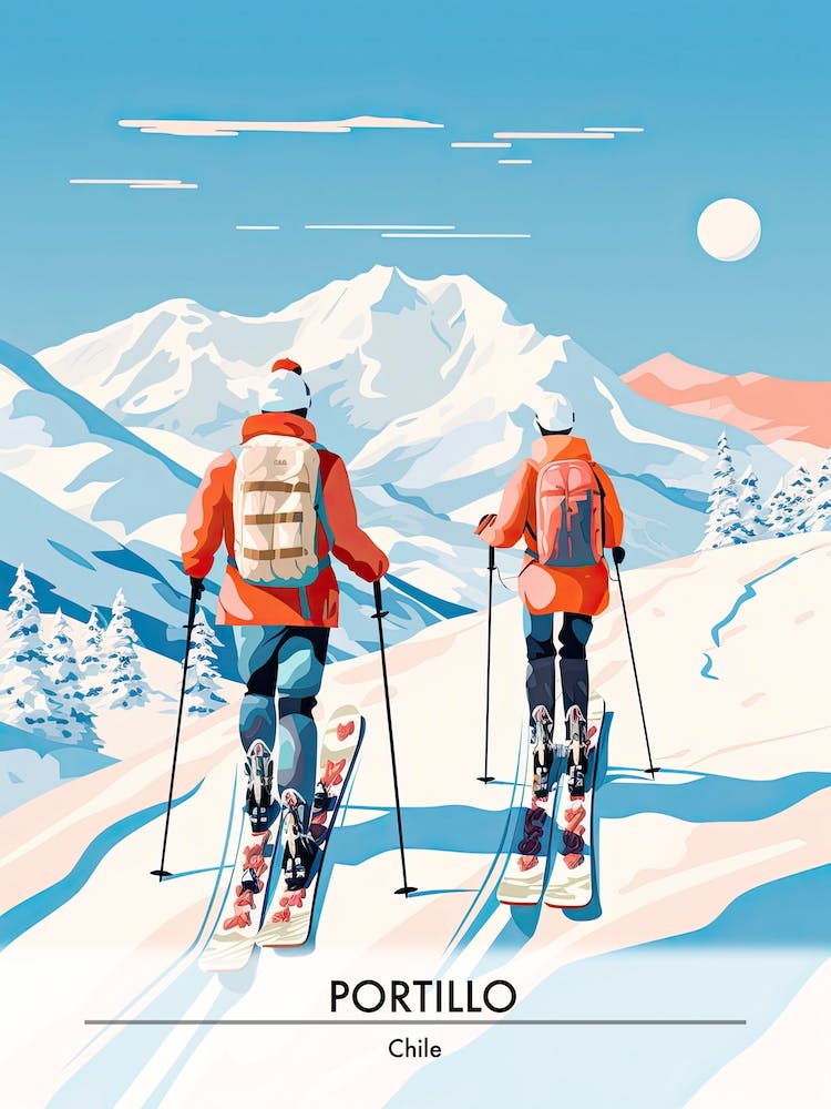 Portillo   Chile, Ski Resort Poster Illustration 2
