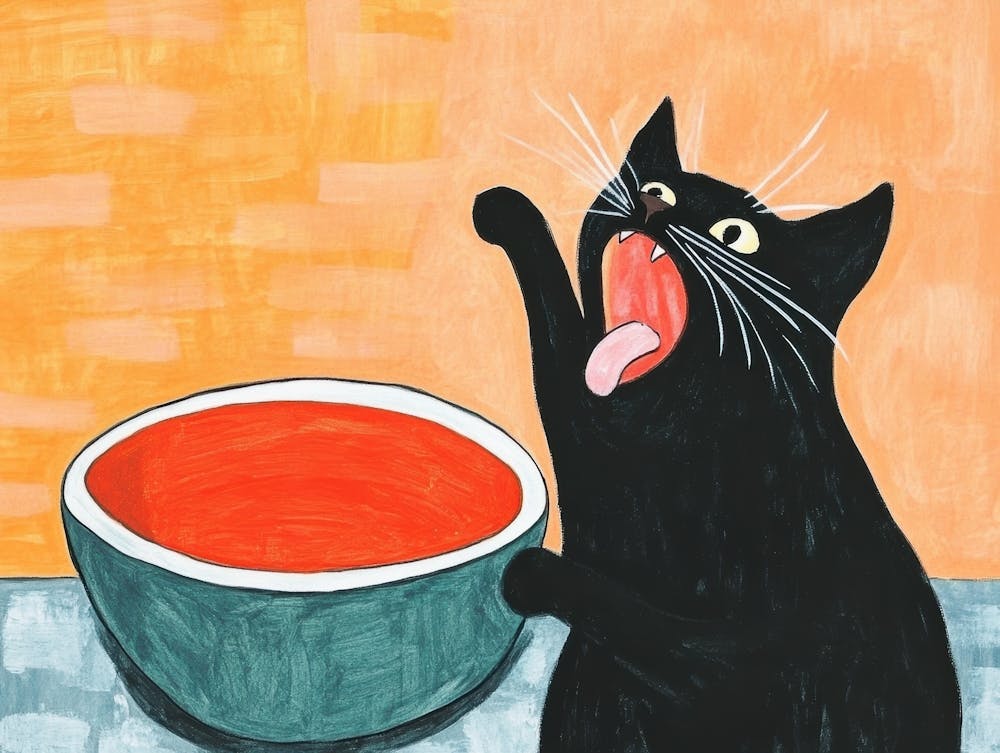 Cat With A Bowl Of Soup